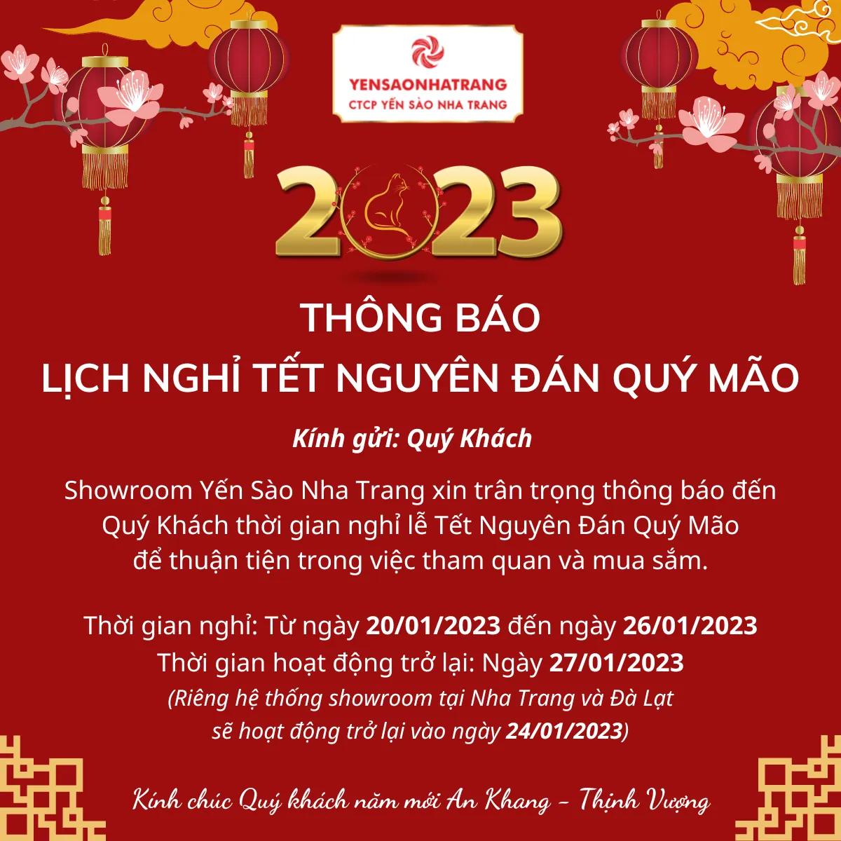 Thông Báo Lịch Nghỉ Tết Nguyên Đán Quý Mão